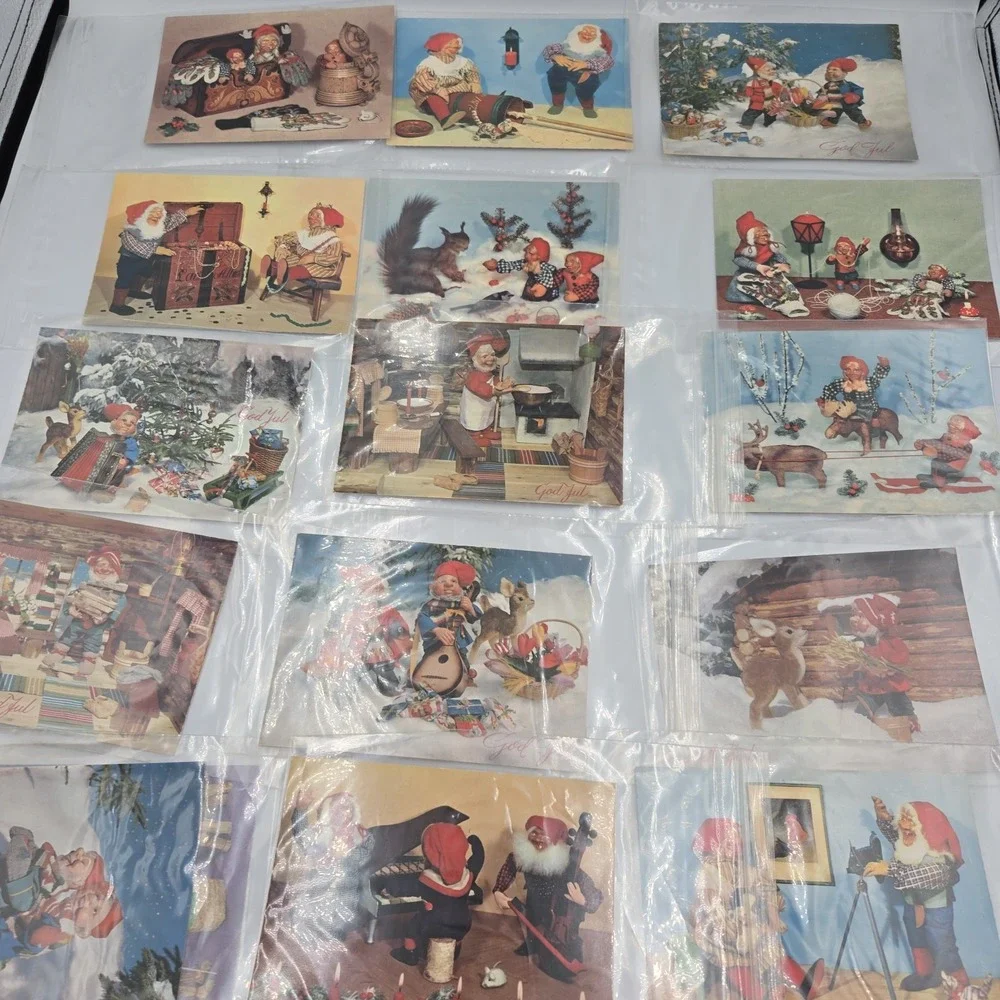 (16) c1910's Christmas Elf Gnomes Nisse‎ Winter Scenes Posted Antique Unused